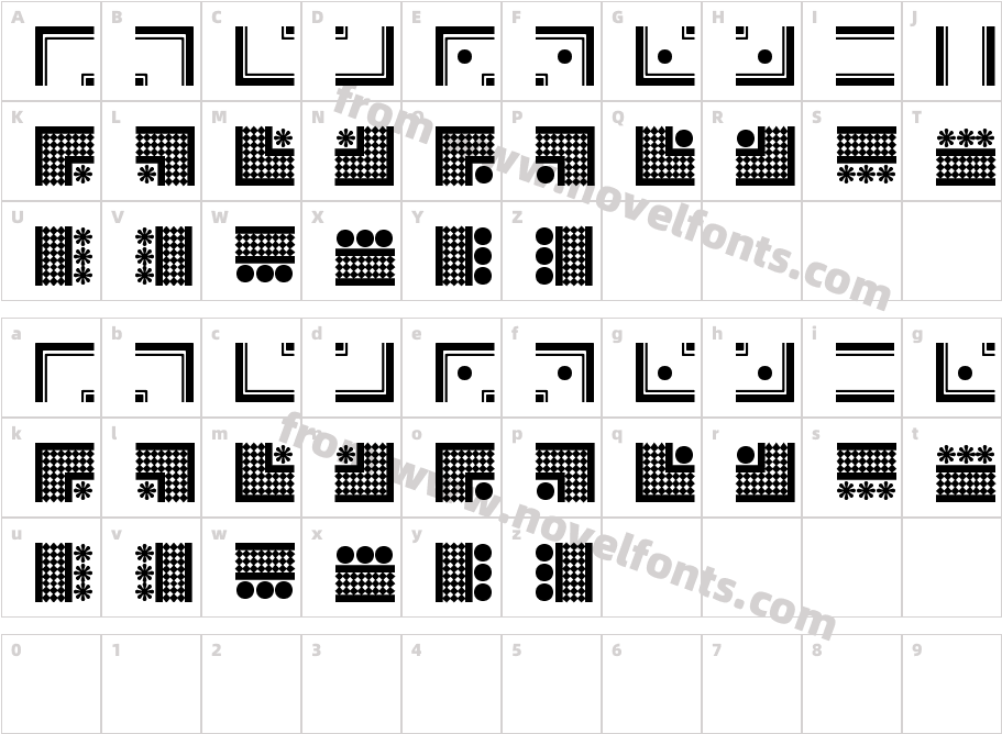 Adorno Noveau Borders RegularCharacter Map
