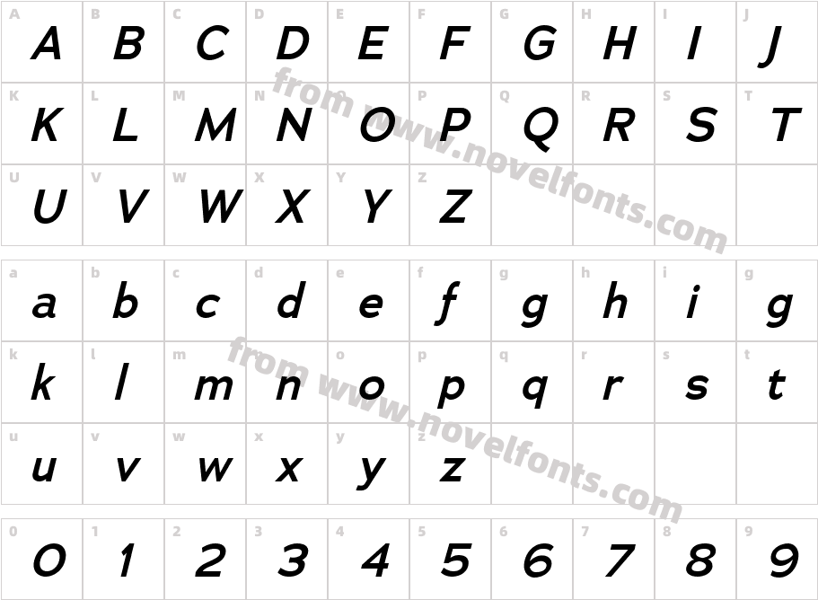 Adrianna Demibold ItalicCharacter Map