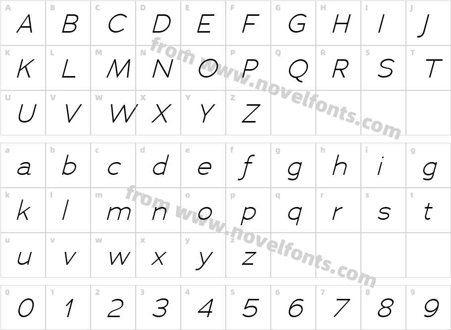 Adrianna Light ItalicCharacter Map