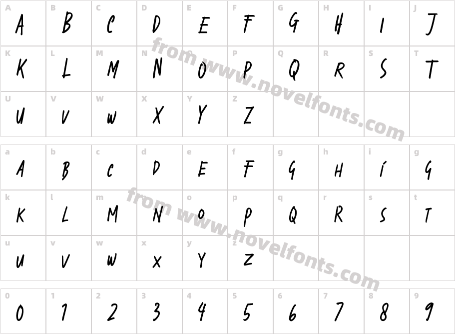 Adventure Alphabets RegularCharacter Map