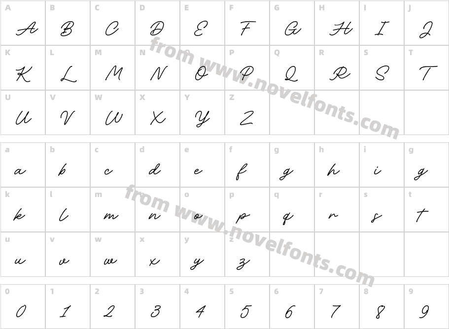 Adventures Unlimited Script BoldCharacter Map