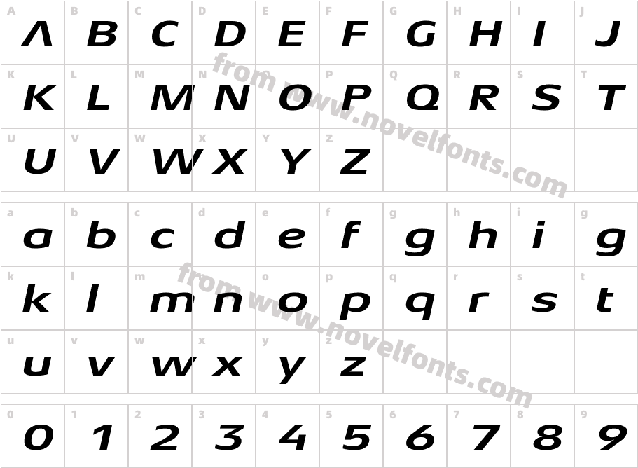 AeonisLT Pro Bold Extended ItCharacter Map
