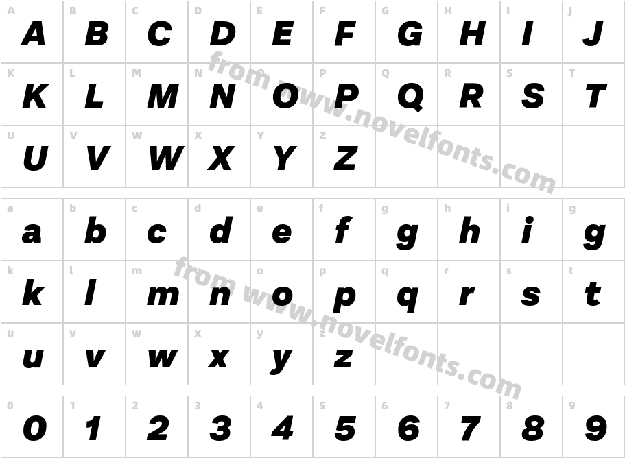 Aestetico Black ItalicCharacter Map