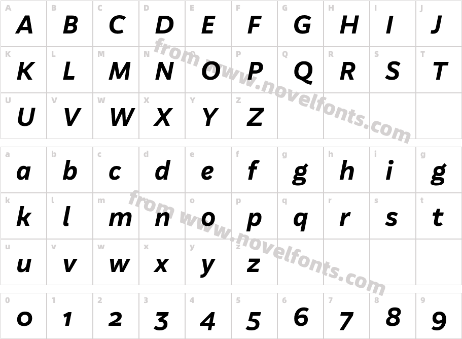 Aestetico Formal Bold ItalicCharacter Map