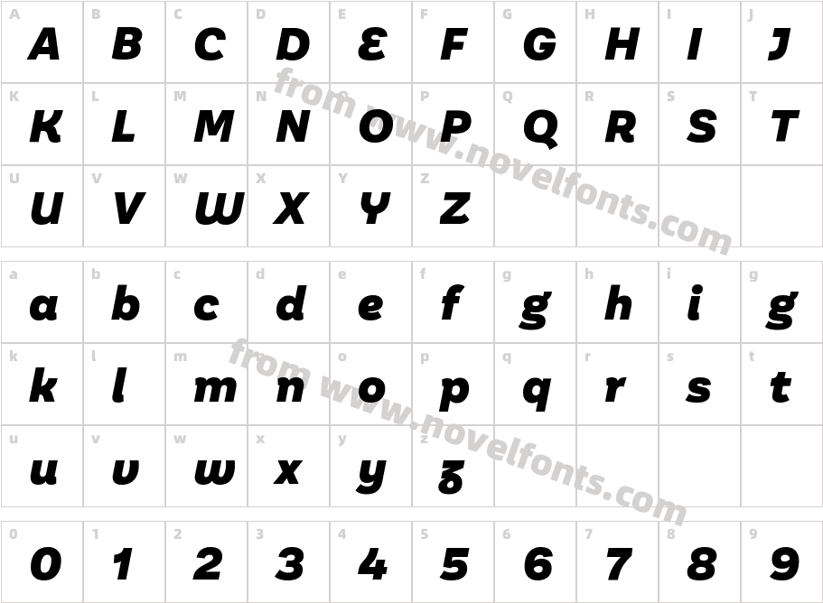 Aestetico Informal Black ItalicCharacter Map
