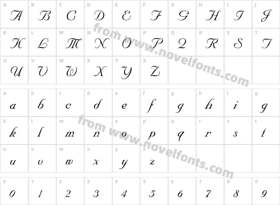 NuptialScriptLTStdCharacter Map