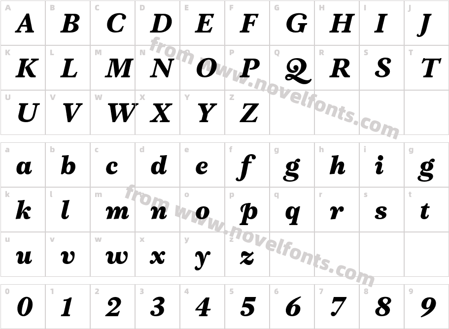 Afterall Serif Black ItalicCharacter Map