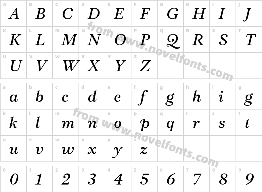 Afterall Serif Medium ItalicCharacter Map