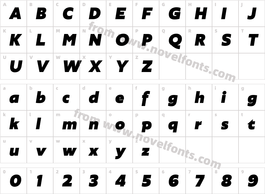Agile Sans Heavy ItalicCharacter Map