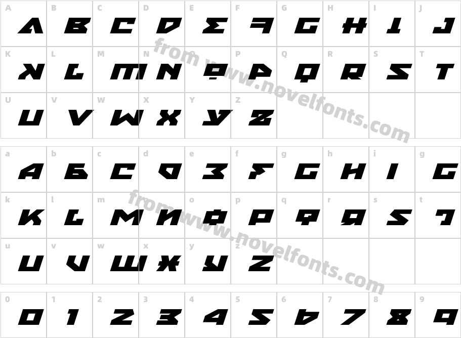 Nyet Extra-Expanded ItalicCharacter Map