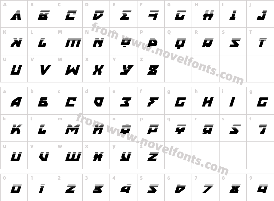 Nyet Halftone ItalicCharacter Map