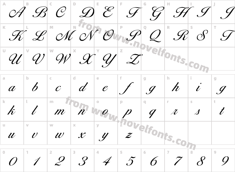 OPTIDiannaScript-LightAgenCharacter Map