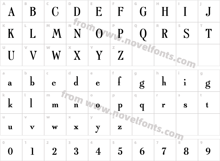 OPTITypoRomanCharacter Map