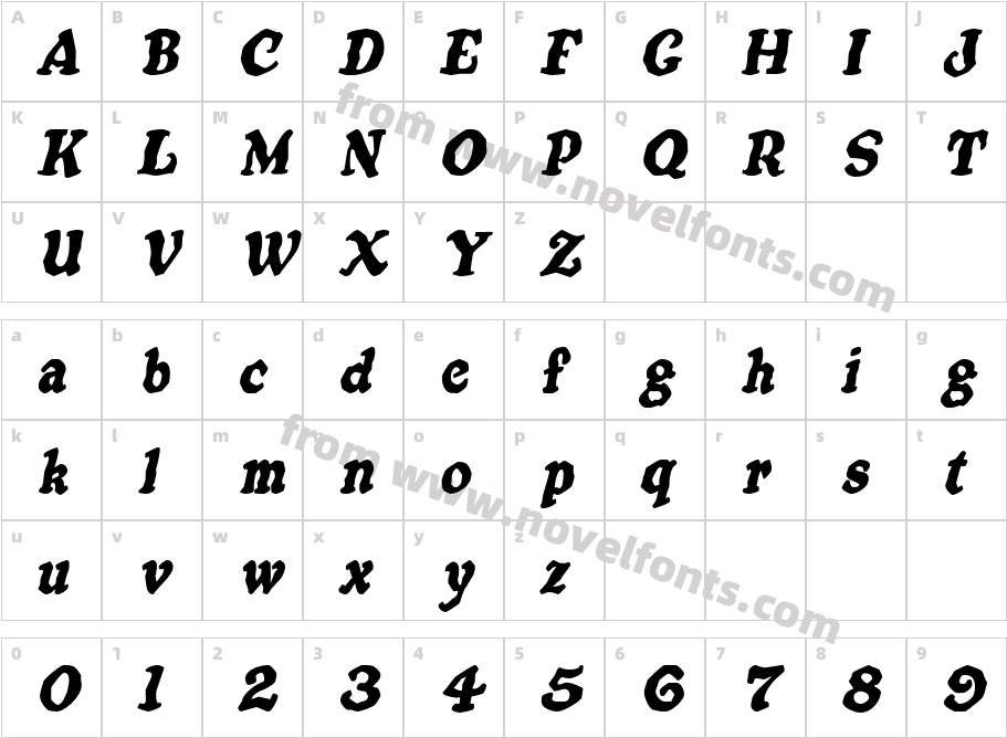 OatmealItalicSWFTECharacter Map