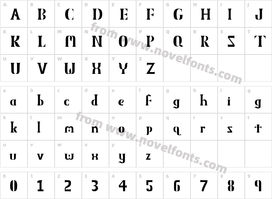 Obelisk MXVV 1.1Character Map