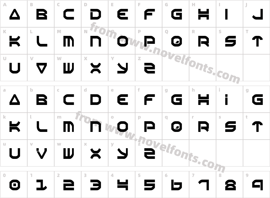 Oberon CondensedCharacter Map