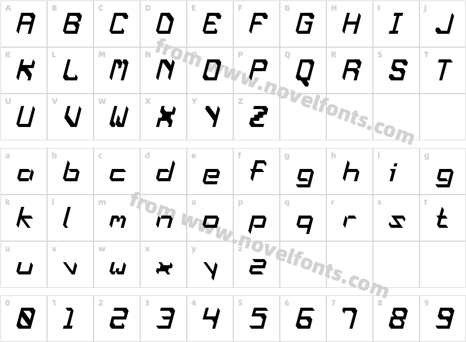 Oblaque ObliqueCharacter Map