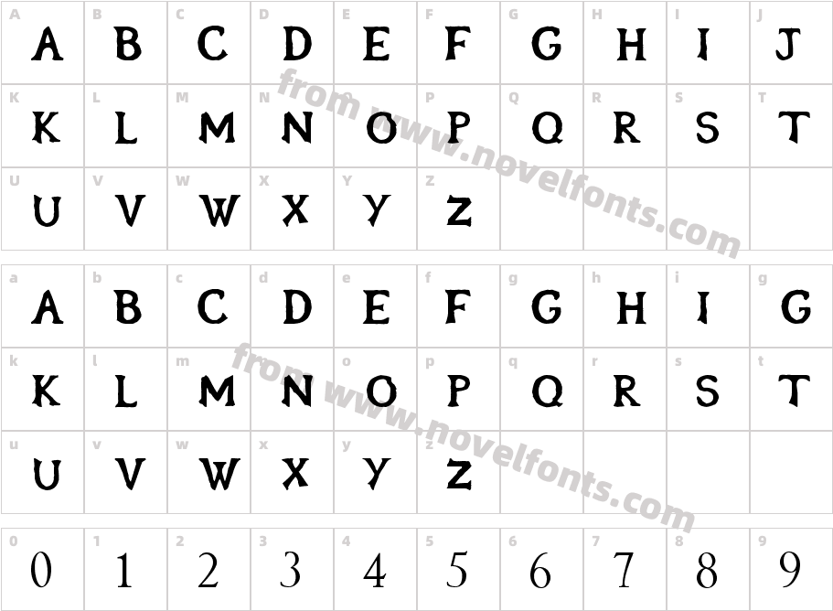 OblivionFontCharacter Map