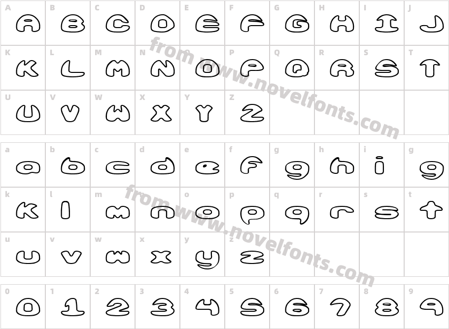 Obloquy Outline (BRK)Character Map