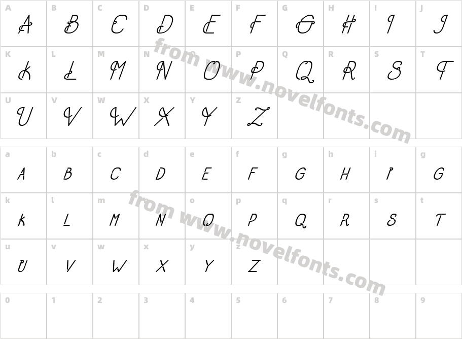 Old Alpha ItalicCharacter Map