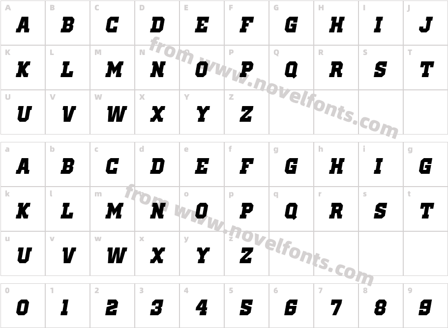 Old School United ItalicCharacter Map