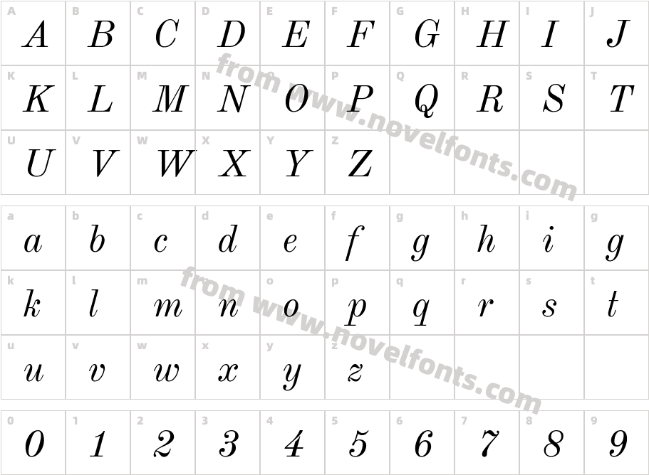 Old Standard TT ItalicCharacter Map