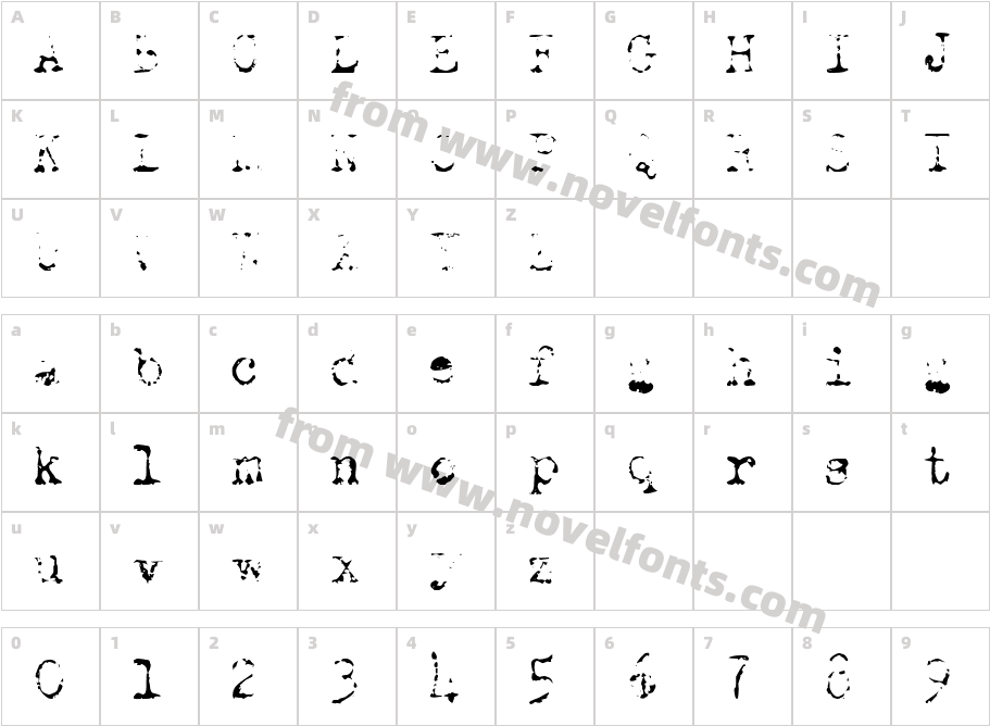 Old Typewriter SkimpyCharacter Map