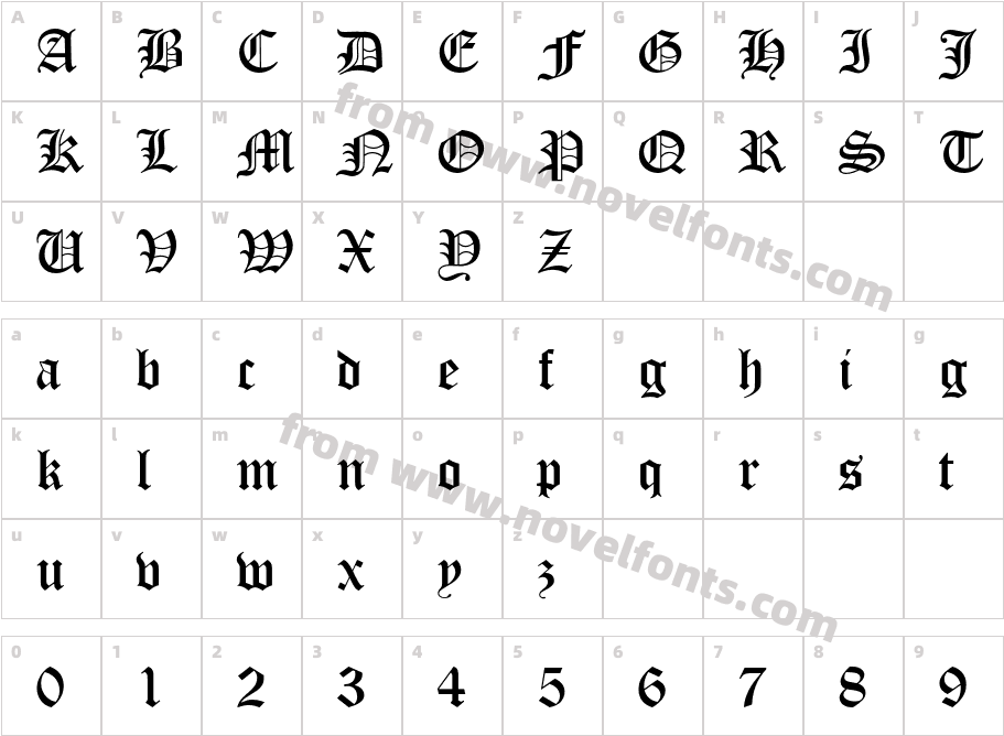 OldEnglishTextMTStdCharacter Map