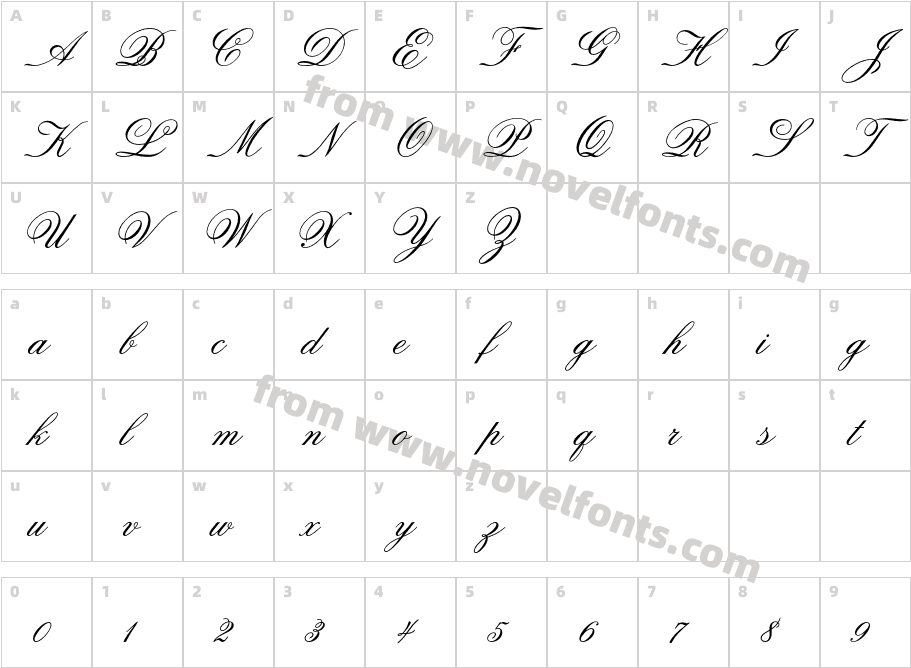 OldFashionScriptStdCharacter Map