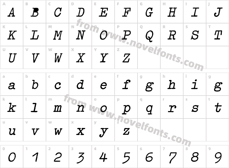 OldTypewriterEF ExOblCharacter Map