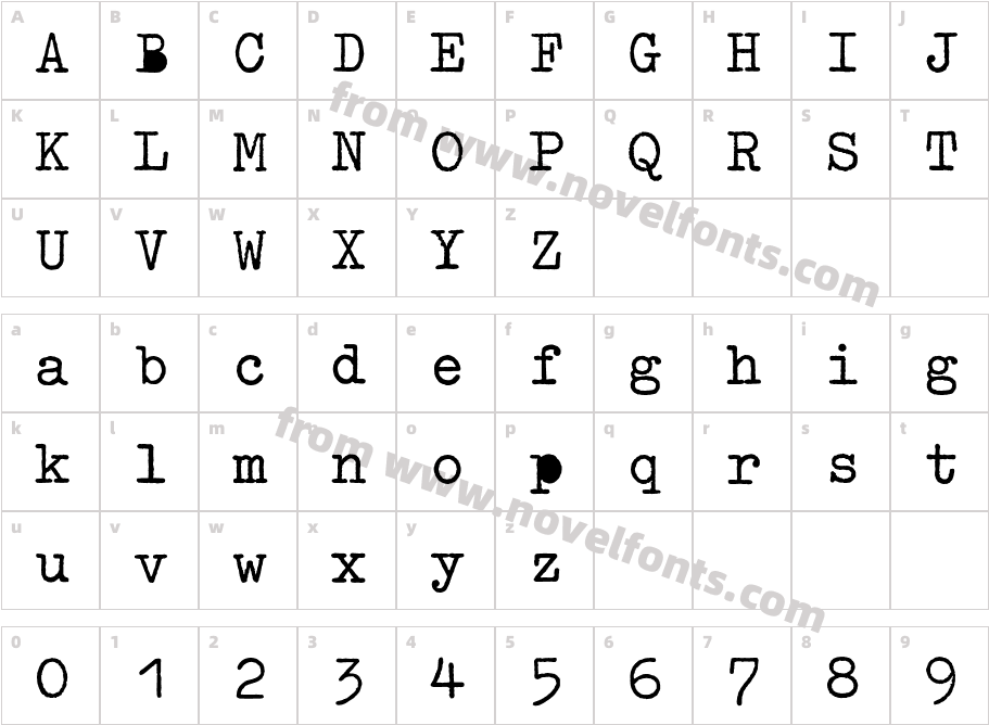 OldTypewriterEF-BoldCharacter Map