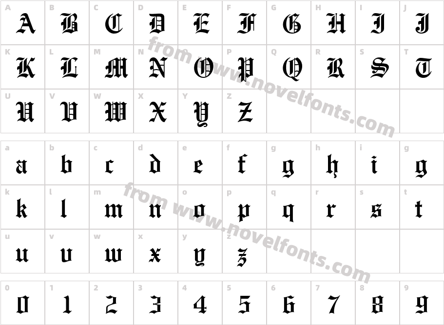 Olde EnglisheCharacter Map