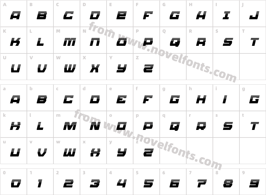 Olympic Carrier Halftone ItalicCharacter Map