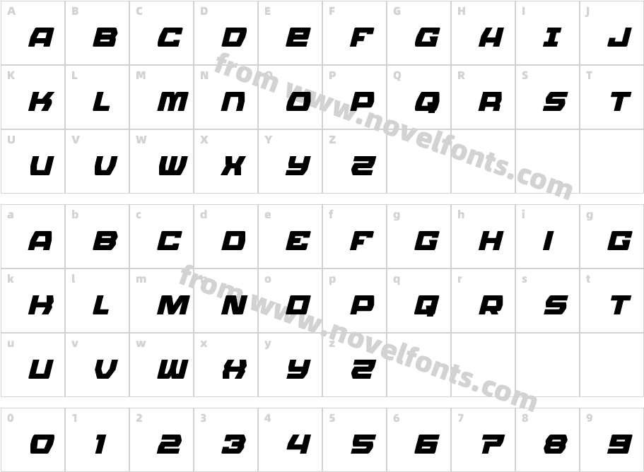 Olympic Carrier Title ItalicCharacter Map