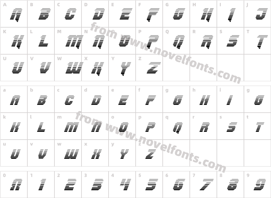 Omega Force Gradient ItalicCharacter Map