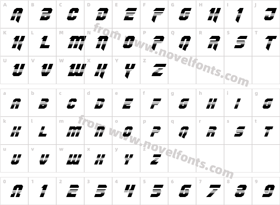 Omega Force Halftone ItalicCharacter Map