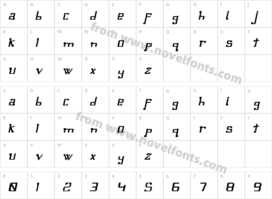 Omellons BoldItalicCharacter Map