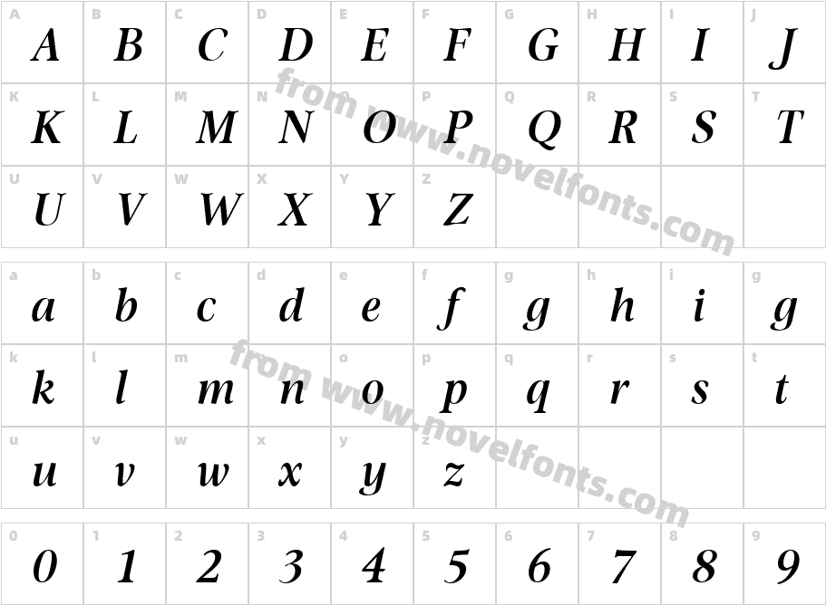 Omnibus SemiBoldItalicCharacter Map