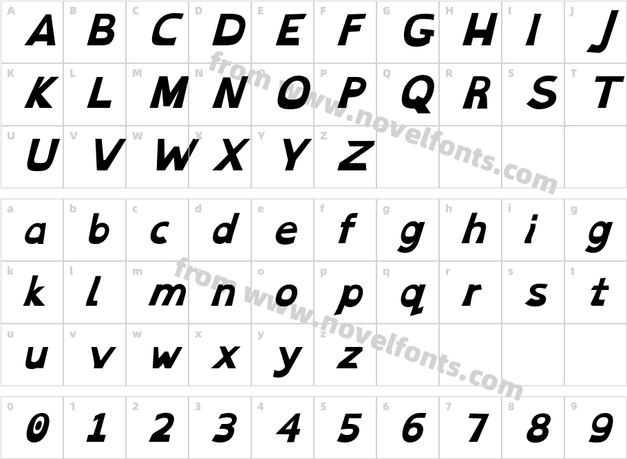 OpenDyslexic Bold-ItalicCharacter Map