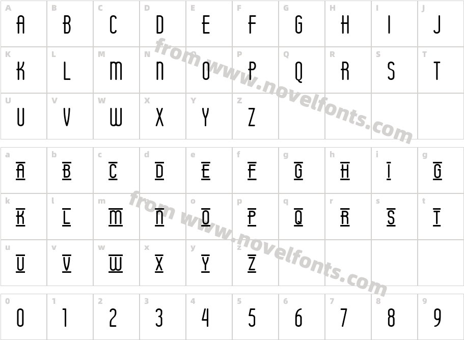 Operator Nine BTN Lined BoldCharacter Map