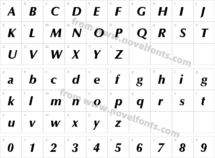 Optane ExtraBold ItalicCharacter Map