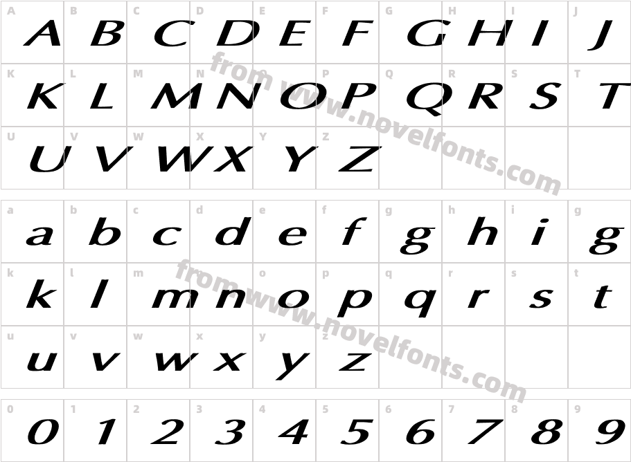 Optima Bold Italic Ex Bold ItalicCharacter Map