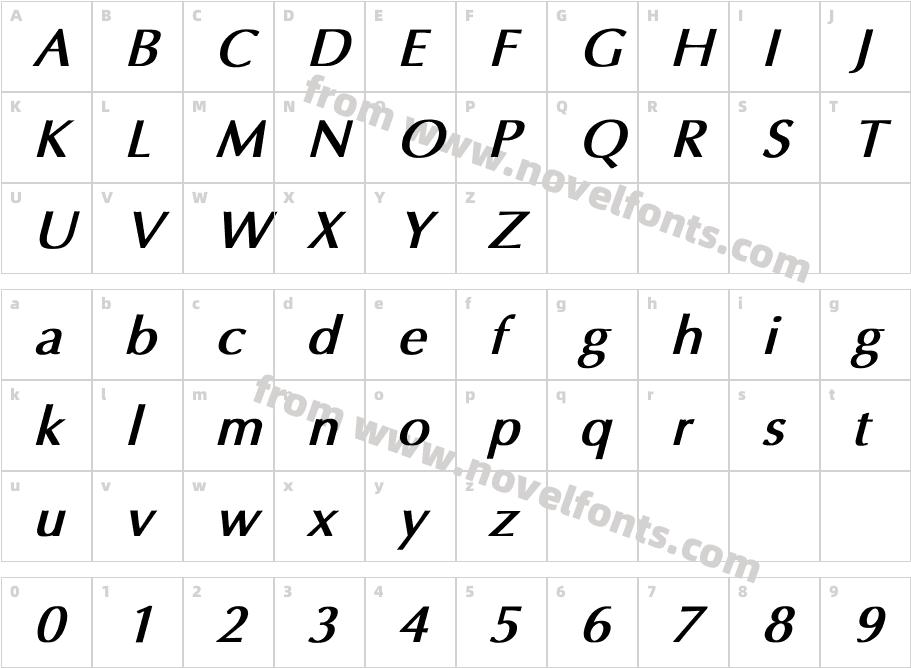 Optima Bold ItalicCharacter Map