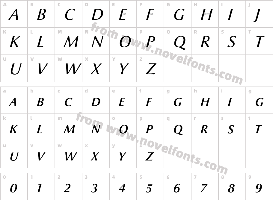 OptimaNovaLT-MediumItalicSCCharacter Map