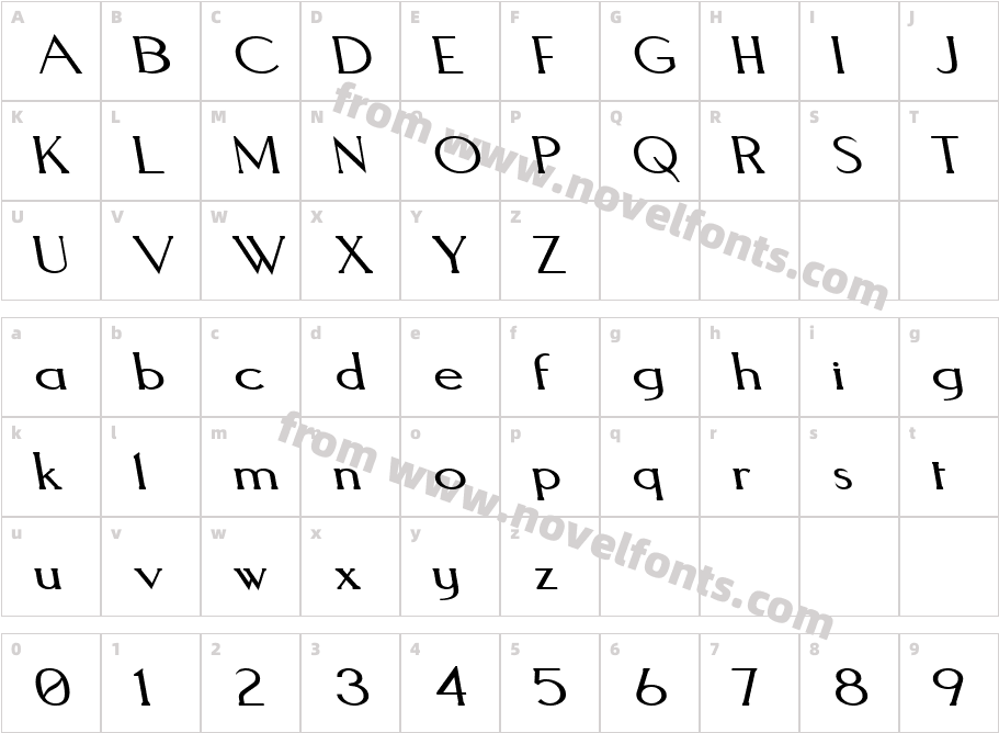 Aquaduct Reverse ItalicCharacter Map