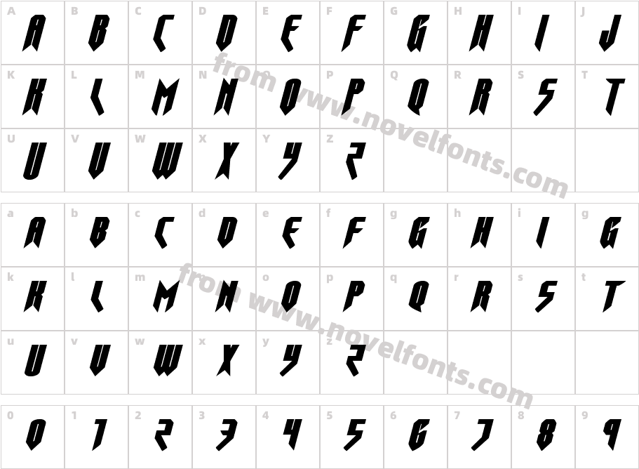 Opus Magnus Expanded ItalicCharacter Map