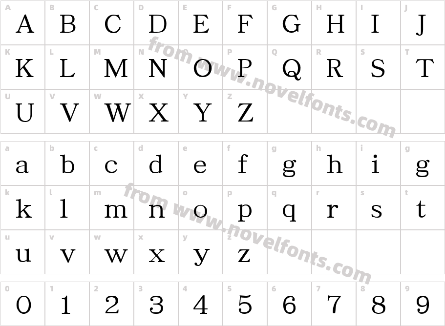 Oradano-mincho-tCharacter Map