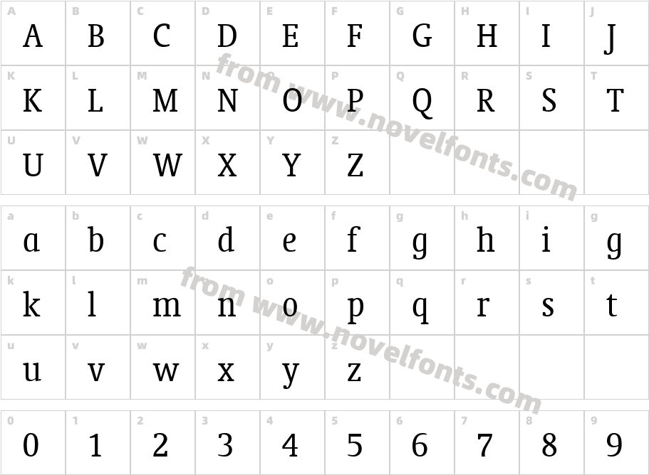 OrandaGXBT-RomanCondensedCharacter Map