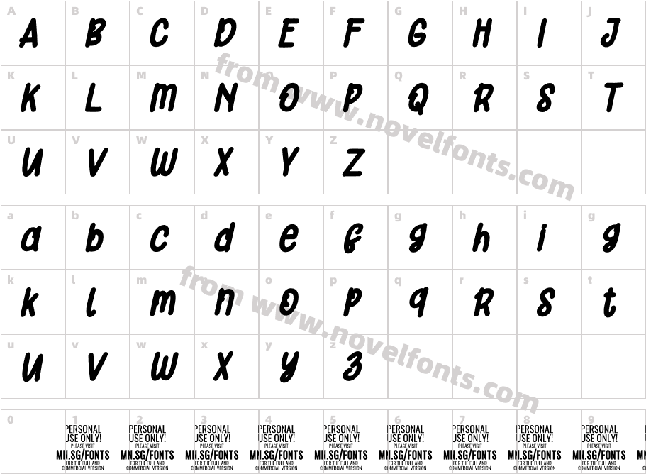 Orange Cats PERSONAL USE ONLY Bold ItalicCharacter Map