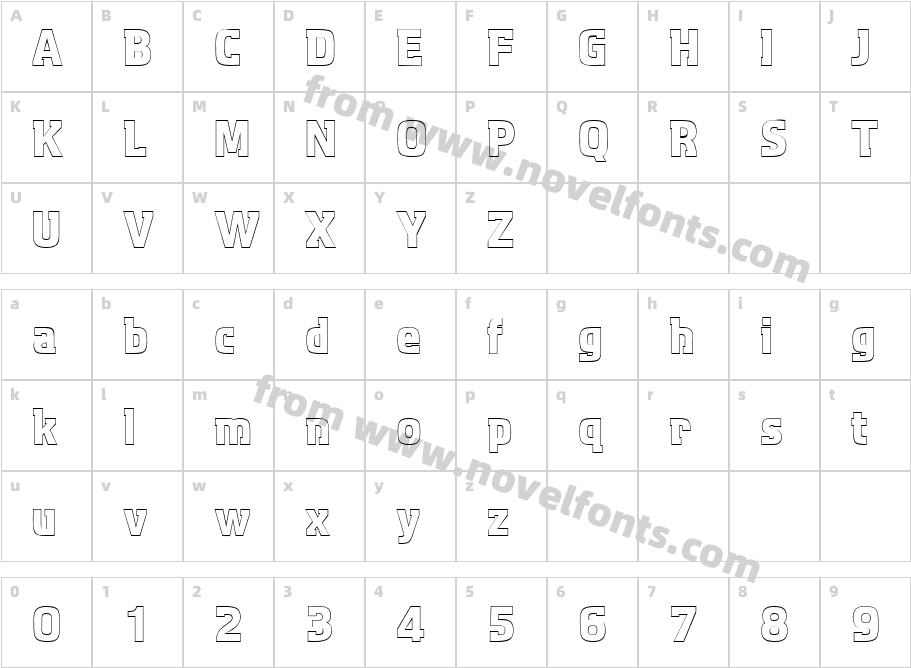 AquariusOutline-Regular DBCharacter Map